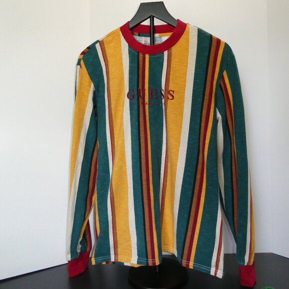 GUESS Originals Striped Long Sleeve Shirt – Retro 90s Style, Size Small - Picture 1 of 7